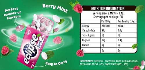 Image of Wrigley's Eclipse Mints Berry Flavour Sugarfree Candy 35gm (Tin)