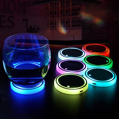 Yuehuamech Supporto per tazza con luce a LED Tappetino per bevande che cambia colore sottobicchiere per auto interno atmosfera luce luminescente per tazza pad LED lampada per interni per auto