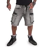 Cargo Shorts im Used Military Look und Sieben-Taschen-Stil mit verdeckter Knopfleiste und Gï¿½rtelschlaufen