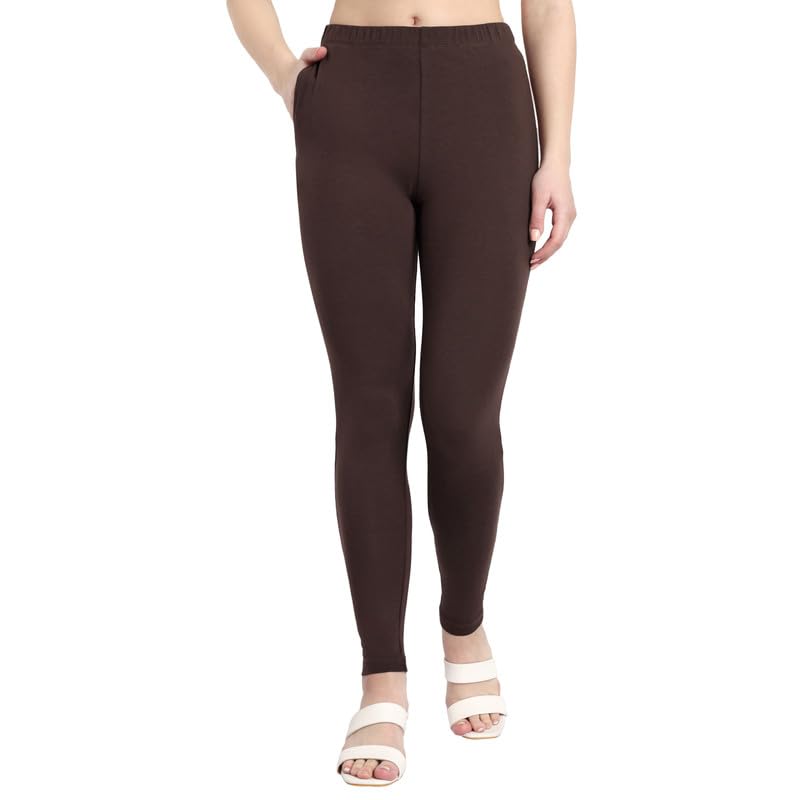 Image of ONE SKY Women Full Length Leggings | Cotton Modal Spandex Blend | High Waist Stretchable & Bio-Washed Fabric | Colour-Lock Technology | Comfortable Leggings for Women