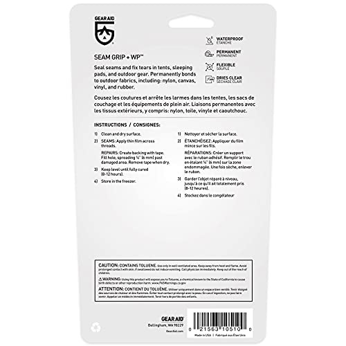 Image of GEAR AID Seam Grip WP Waterproof Sealant and Adhesive for Jackets, Tents, Sleeping Pads and Outdoor Fabric | Repairs Rips, Seals Seams on Nylon, Canvas and Vinyl
