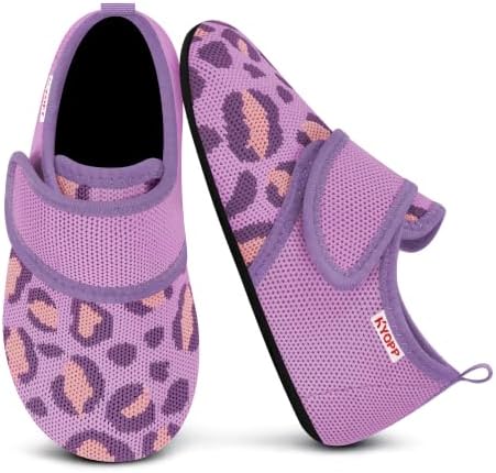 Kyopp Hausschuhe Kinder Jungen Mädchen Weich Barfussschuhe Klettverschluss | Atmungsaktiv Breite Pantoffeln, Rutschfest Kindergarten Slippers, Barfuß Hausschuhe Kinder, Leichte Uni
