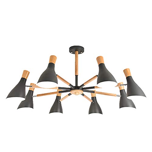 Espace gris 8 têtes : plafonnier design salon et grand lustre industriel gris