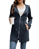 Ywyxhzha Women's Casual Tunic Zip Up Hoodies Sweatshirts Long Fleece Jacket Cardigan Coat (Navy Blue