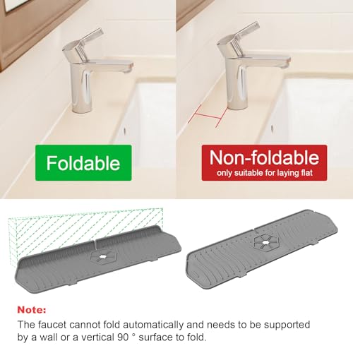 Image of Faucet Guard - 90 Foldable Drain Mat for Kitchen & Bathroom Sink (Gray, 24 inch*5.66 inch)