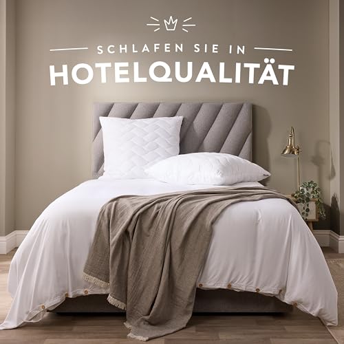 John Cotton Kopfkissen 80x80 cm – 2er Set Hotel-Luxus-Stepp-Kissen für Nackenschmerzen, Verstellbares Kissen mit Reißverschluss - 900g Füllung, Schlafkissen für Allergiker, Oeko-TEX (80 x 80)