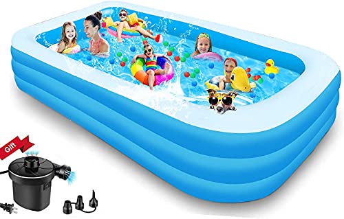 Inflatable Pool for Kids and Adults - Kiddie Pool Inflatable Swimming Pool for Kids Pools for Backyard Blow Up Pool 120 X 72 X 22 Air Pump Kids Pool Family Pool, Toddlers, Lounge Water Play Party