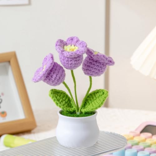 Image of SATYAM KRAFT 1 Pcs Artificial Crochet Flower Bouquet /Artificial Flowers Bunch /Artificial Plants with Pot /Crochet Flowers Bouquet /Crochet Flowers /Flowers Bouquet Gift for Girls Home Decor, Gifting