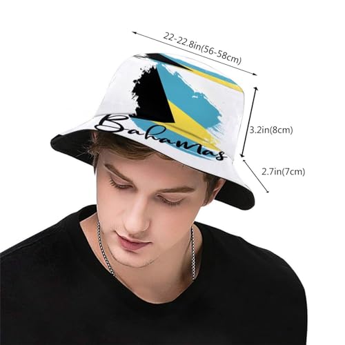 Image of Bahamas Flag Bucket Hats Fashion Sun Cap Packable Flag Fisherman Hat for Women Men Summer Travel Hat