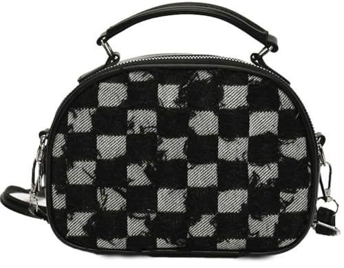 Molodo Chic Structured Small Square Bag Belt Chain Accent PU Leather Crossbody Underarm Handheld Purse