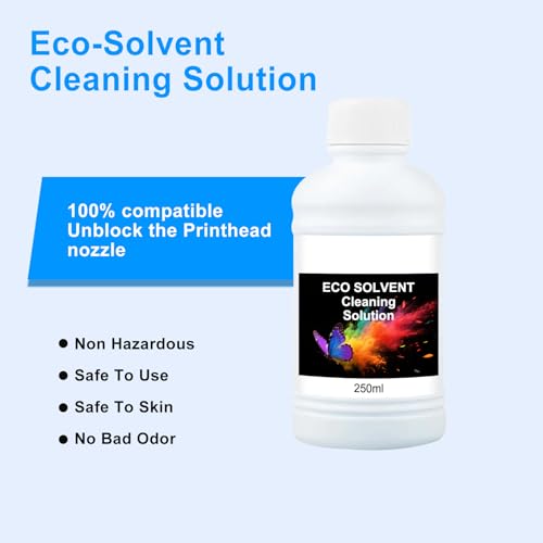 Goadper Eco Solvent Tinte Reinigungslösung Druckköpfe Reinigungslösung 250-ml für Eco Solvent Tinte für Roland Mimaki Mutoh XP600 TX800 DX5 DX7 DX4 DX9 DX10 DX11 L1800 R1390 I3200 （1 Pack）