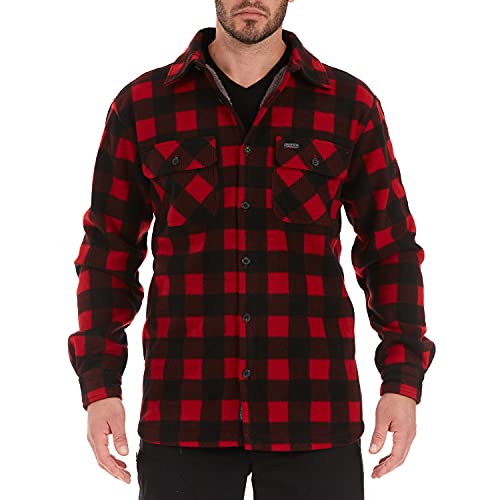 Smith's Workwear Men's Sherpa Lined Plaid Fleece Shirt Jacket