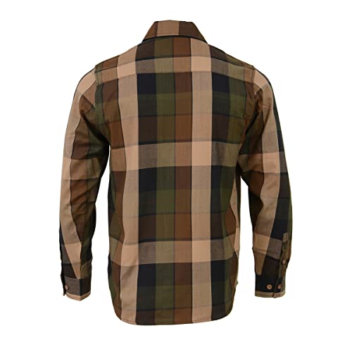 Milwaukee Leather MNG11667 Men's Brown and Beighe Long Sleeve Cotton Flannel Shirt2