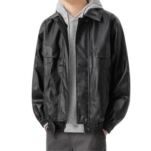 Veste en cuir pour homme imprimé rétro blouson vintage marron