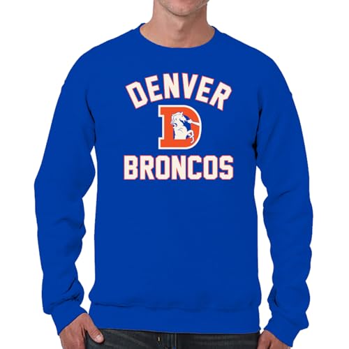 Team Fan Apparel NFL Adult Unisex Retro Gameday Ultra Soft Fleece Crewneck Sweatshirt, Officially Licensed Football Pullover (Denver Broncos - Royal, X-Large)