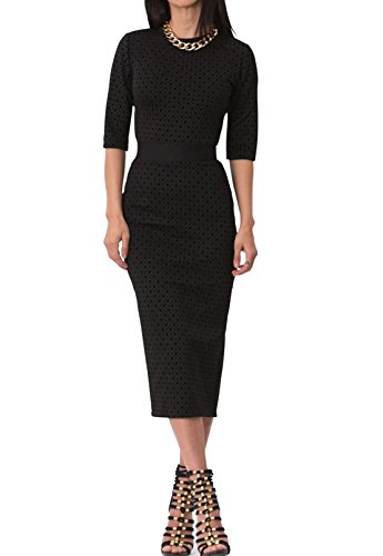 Robe moulante premium YALI noire taille S avec manches courtes chics