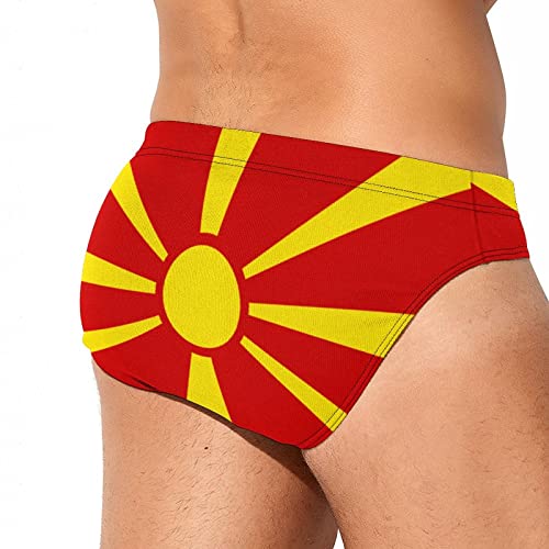 Calculay Macedonia Flag Men's Swimming Trunks,Beach Shorts Stretch Swimsuit Quick Dry2