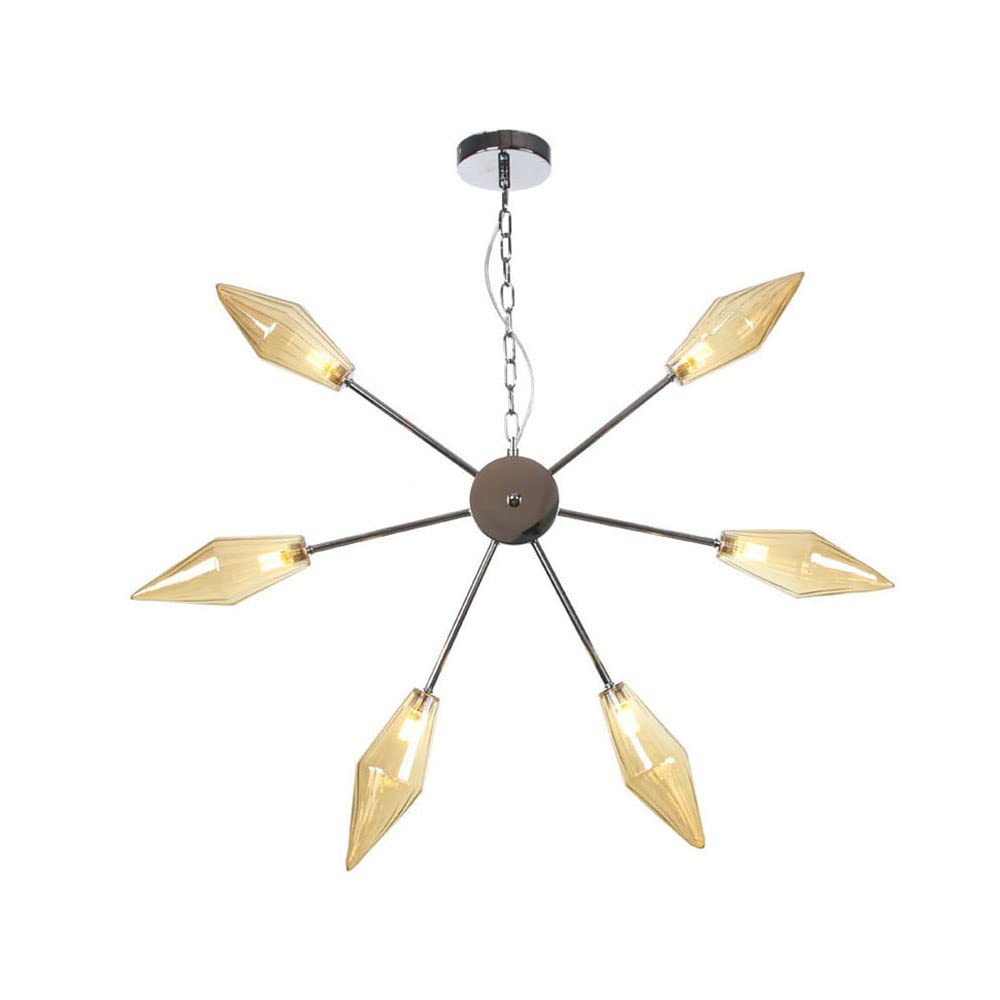 FYZDLAOR Chrome Color Retro Chandelier,Decorative Pendant Light for Living Room Bedroom Cafe Teahouse Bar Dining Room Club（with G4 Bulb）