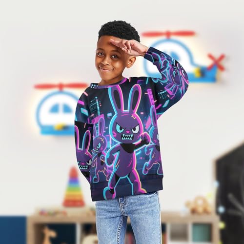 Wudan Neon Bunny Group Kids Boys Sweatshirts Hoodies Long Sleeve Tops Clothing Shirts4