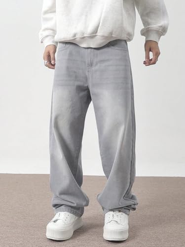 Image of URBAN POCKETS Jeans for Men | Denim Jeans | Relaxed Fit | Baggy Style | Wide Leg | Streetwear | Casual Wear | Everyday Comfort (U-18-19)