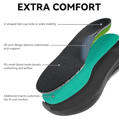 Image of Men's Walking Shoes Wide Waterproof Slip on Sneakers Hook and Loop Mesh Lightweight Comfortable Running Tennis Shoes
