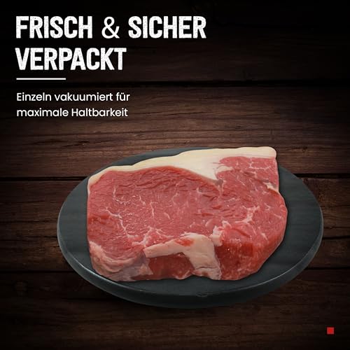 DER PFARÖLLER Wet Aged Rumpsteak – ca. 300 g Roastbeef/Striploin – 3 Wochen gereift – Premium Rindfleisch von der Oberpfälzer Färse – Für Grill, Pfanne & Sous-Vide – Vakuumverpackt (2 x 300 gr.)