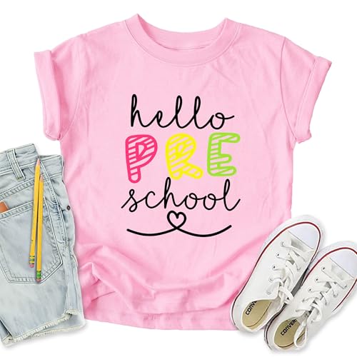 Image of First Day of School Shirt Girls Boys Preschool to 5th Grade Tshirt Kids Back to School Graphic Tee Tops