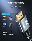 CABNEER 1M HDMI Cable, HDMI 2.1 Cable, High Speed HDMI to HDMI Cable, 8K@60Hz 4K@120Hz 48Gbps eARC HDR 21:9, HDCP 2.2/2.3, VRR Compatible with Soundbar/Gaming/Monitor/TV/HDTV/Blu-ray - Image 7