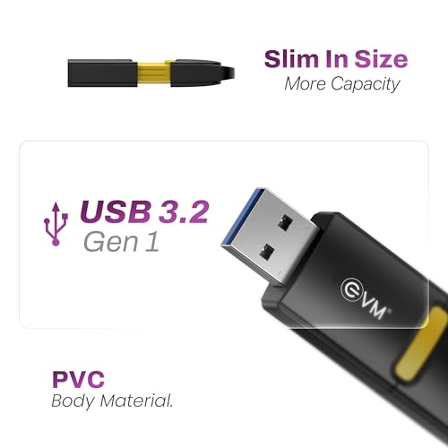 Image of EVM EnX 64GB USB 3.2 Gen 1 Flash Drive | Exceptional 120MB /s Read| Sturdy Premium Metal Body | Convenient Integrated Key Loop | Laptop Desktop Smart TV Car Stereo | 10 Years Warranty (ENX /64GB)