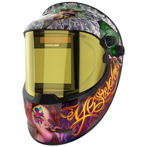 Image of YESWELDER Auto Darkening Welding Helmet with SIDE VIEW, 180° Panoramic View, 1/1/1/1 True Color Solar Powered Welder Hood, Wide Shade 3/5-9/9-13 Welder Mask for TIG MIG ARC CUT and GRIND, LYG-Q800D