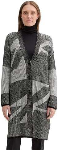 TOM TAILOR Damen Longstyle Cardigan, 37004 - Black Plaited Structure Knit, XS