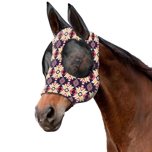 XFSRG Flugmask häst andas polyester insektsskydd med öron UV-skydd hästutrustning för sommar (lila-2, M)
