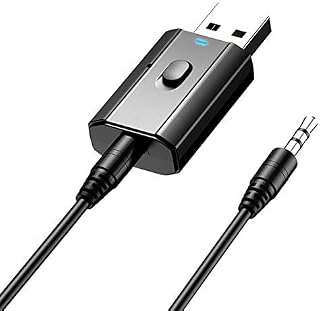 Rpanle Transmitter Bluetooth 5.0 Transmitter and Receiver Adapter 2 in 1 Stereo Output 3.5mm Low Latency for TV Computer PC Stereo Headset Audio System, 15M, Easy Operation, USB Charging