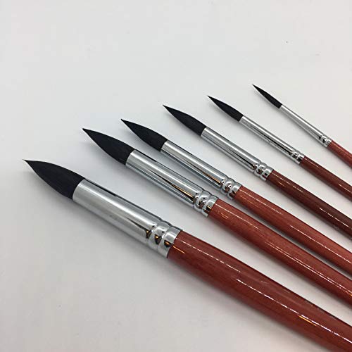 Xdt#960 Mop Round Tip Artist Paint Art Brush 6Pc Mixed Goat Acrylic Watercolor #2 #4 #6 #8 #10 #12 #TOP8
