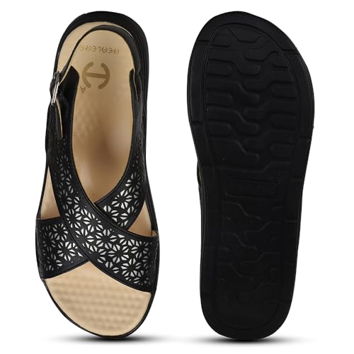 Image of Liberty Healers Black & Cherry Sandals for Women - Cushioned