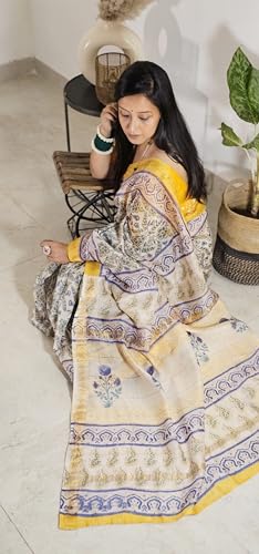 aambli yellow maheshwari silk saree – image 3