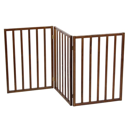 Oypla Dark Brown Dog Safety Folding Wooden Pet Gate Portable Indoor Barrier - Image 2