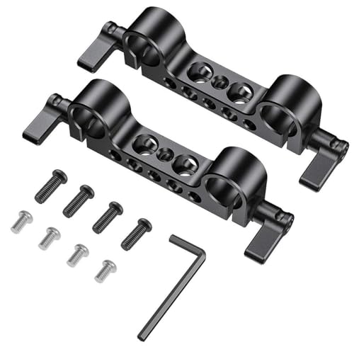 SmallRig Super Lightweight 15mm Railblock, Rod Clamp with 1/4"-20 Thread for Sony for Canon and Other 15mm DSLR Camera Rig Shoulder Support Rail System, Pack of 2-2061