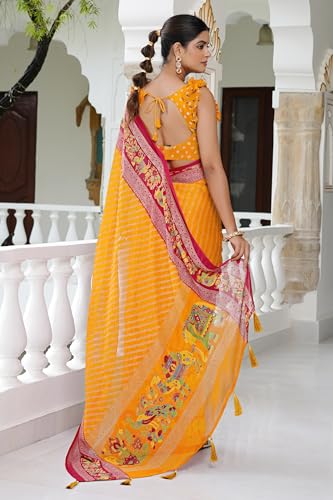 Image of MIRCHI FASHION Saree for Woman | Chiffon Floral Printed Breathable Occasional Sari with Blouse