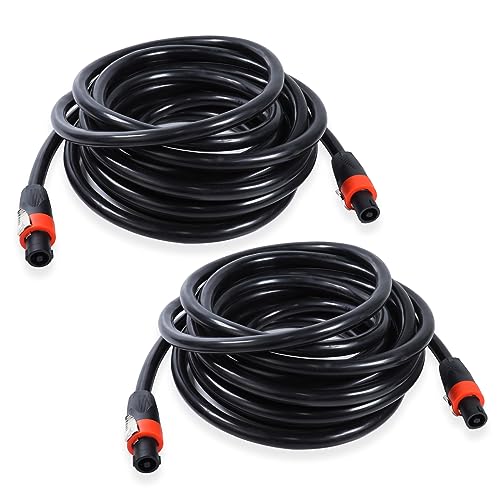 25 feet pack of 2 true 4 conductor speakon cable - 4 pole speak-on to speakon cables - 12 awg heavy duty pa dj stage amplifier to cabinet wiring with twist lock 25 ft 2-packs