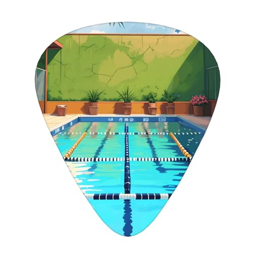 Flamingo and swimming pool Patterned Guitar Picks -