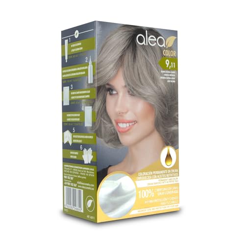 ALEA - Tinte Pelo Mujer - Alea Color - Nº 9.1 K - Color Rubio Extra Ceniza - Coloración Permanente en Crema - con Aceite de Argán y Macadamia - El embalaje puede variar