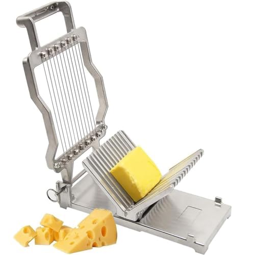 Manueller Käsehobel aus Edelstahl mit verstellbarem Draht für perfekte Scheiben, ideal für Käse, Butter, Toast, kompaktes Design, 32 x 17 x 11,5 cm
