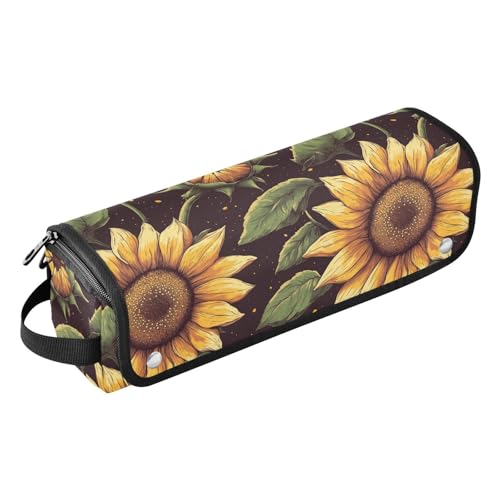 Bolsa de viaje resistente al calor con estampado retro de girasol para herramientas de cabello como planchas y rizadores miniatura 1