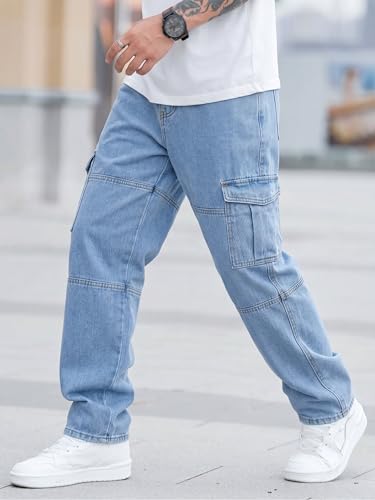 Image of Men Loose Fit Men's Flip Pocket Cargo || Mens Stylish Cotton Loose Fit Denim Jeans || Multi-Pocket Styling || Perfect for Casual Fashion || Comfortable Classic Men's Outerwear (MDJ-3)