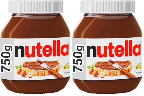 Nutella Nuss-Nougat-Creme, 750 g Verpackung kann variieren (Packung mit 2), Kakao