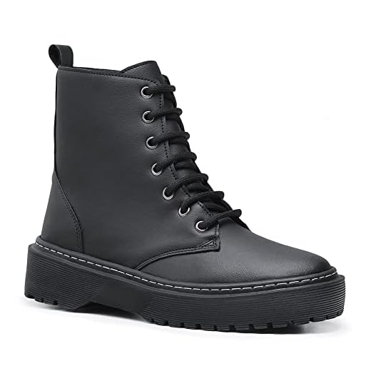 Bota Feminina Coturno Blogueira Militar Tratorado Plataforma Confort Cor:Preto Fosco;Tamanho:35;Genero:Feminino
