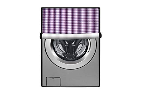 Image of Stylista Waterproof Front Load Washing Machine Cover Compatible for LG 5.5 kg, 6 kg & 6.5 kg Pin Check Pattern Voilet