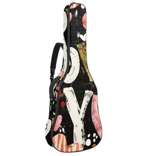 Housse de guitare avec double bandoulière au motif cœur romantique