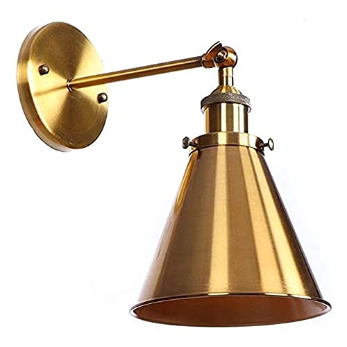 aplique de pared europeo aplique de pared industrial para loft -intage apliques de pared de oro cepillado antiguo accesorios con pantalla de metal cono lámpara de pared de barra -intage compatible con